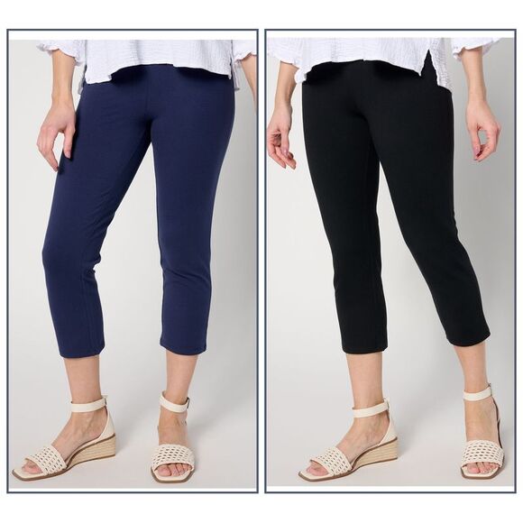 Women with Control Pants - Women Control Women's Petite Pants PL Slim Leg Knit Crop Multi-colored A671130